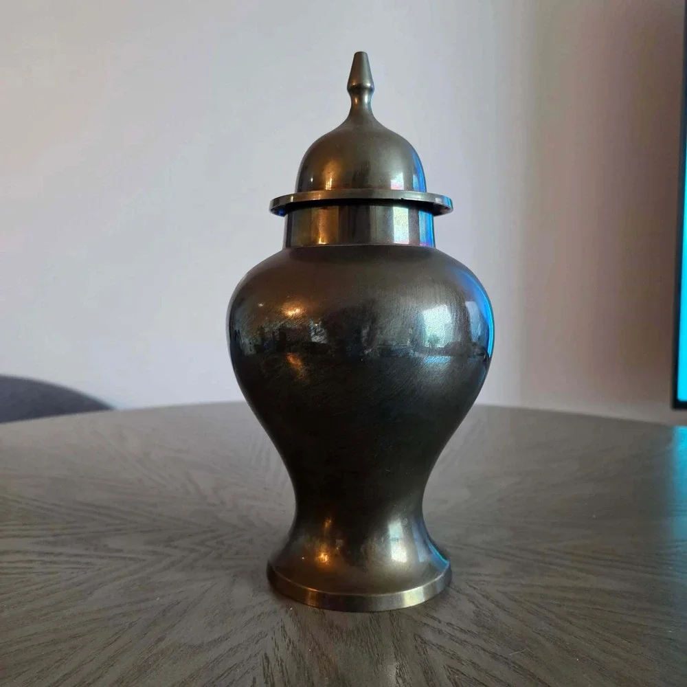 Vintage Rosenthal Netter Brass Ginger Jar Urn Lidded Made in India MCM